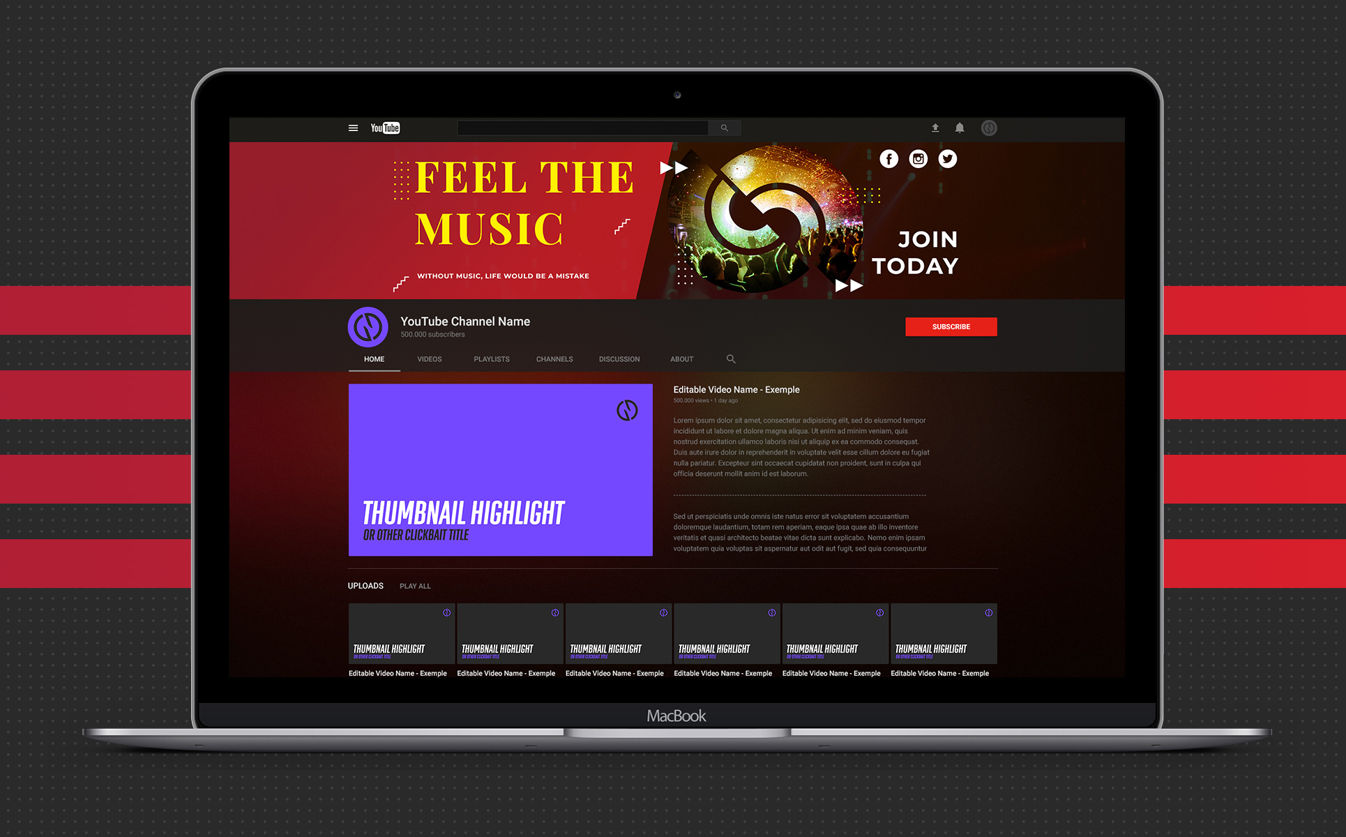Download Шаблон для соцсетей "Perfect YouTube Channel Art Template for Social Media" / Perfect YouTube Channel Art Template for Social Media - Шаблон для соцсетей на тему графика youtube art cover channel youtubecover youtubeart creative post psd template image character promotion design modern youtuber