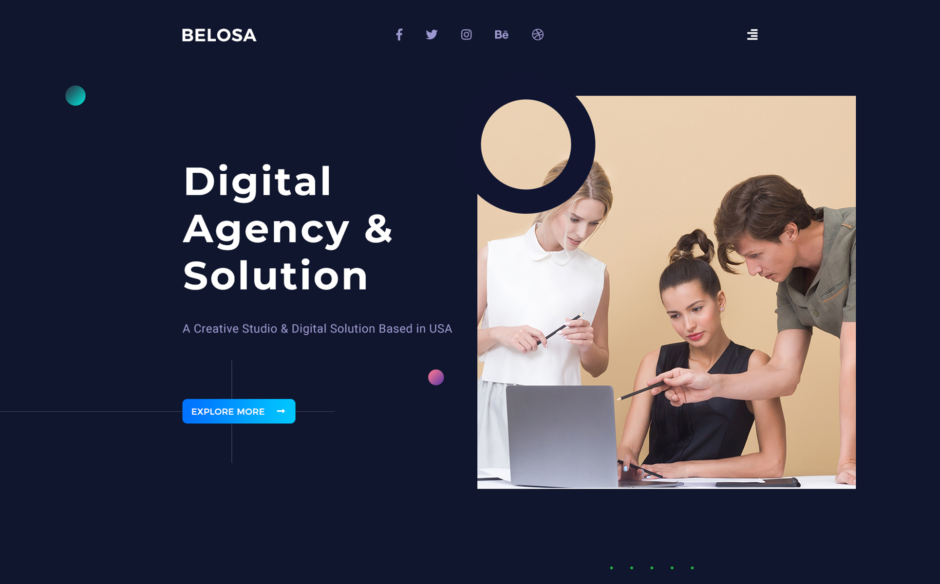 Download PSD шаблон "Belosa - Agency PSD Template" / Belosa - Agency PSD Template - PSD шаблон на тему графика agecy studio portfolio creative modern psd ui ux webdesign website landingpage homepage marketing corporate belosa specscale