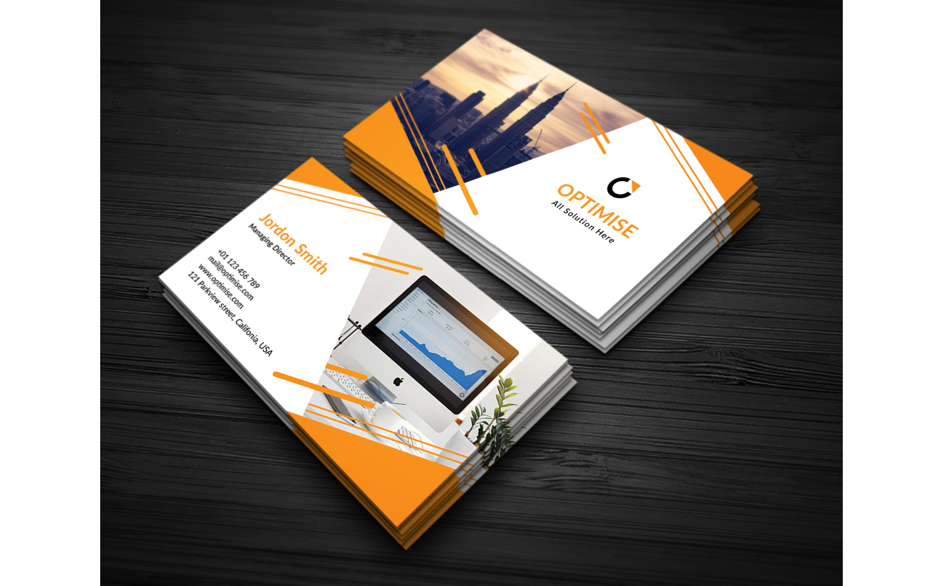 Download Фирменный стиль "Optimise Business Card - Corporate Identity Template" / Optimise Business Card - Corporate Identity Template - Фирменный стиль на тему графика print business visiting 300 dpi ready cmyk corporate agency studio personal company portfolio flyer broucher red blue cyan green orange
