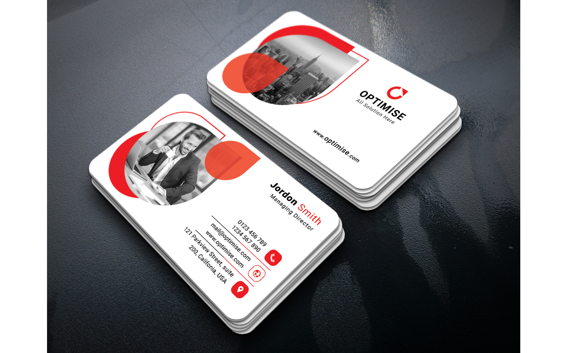 Download Фирменный стиль "Optimise Business Card - Corporate Identity Template" / Optimise Business Card - Corporate Identity Template - Фирменный стиль на тему графика company business visiting card photoshop psd branding corporate modern creative agency multipurpose clean white flyer broucher print real estate printready