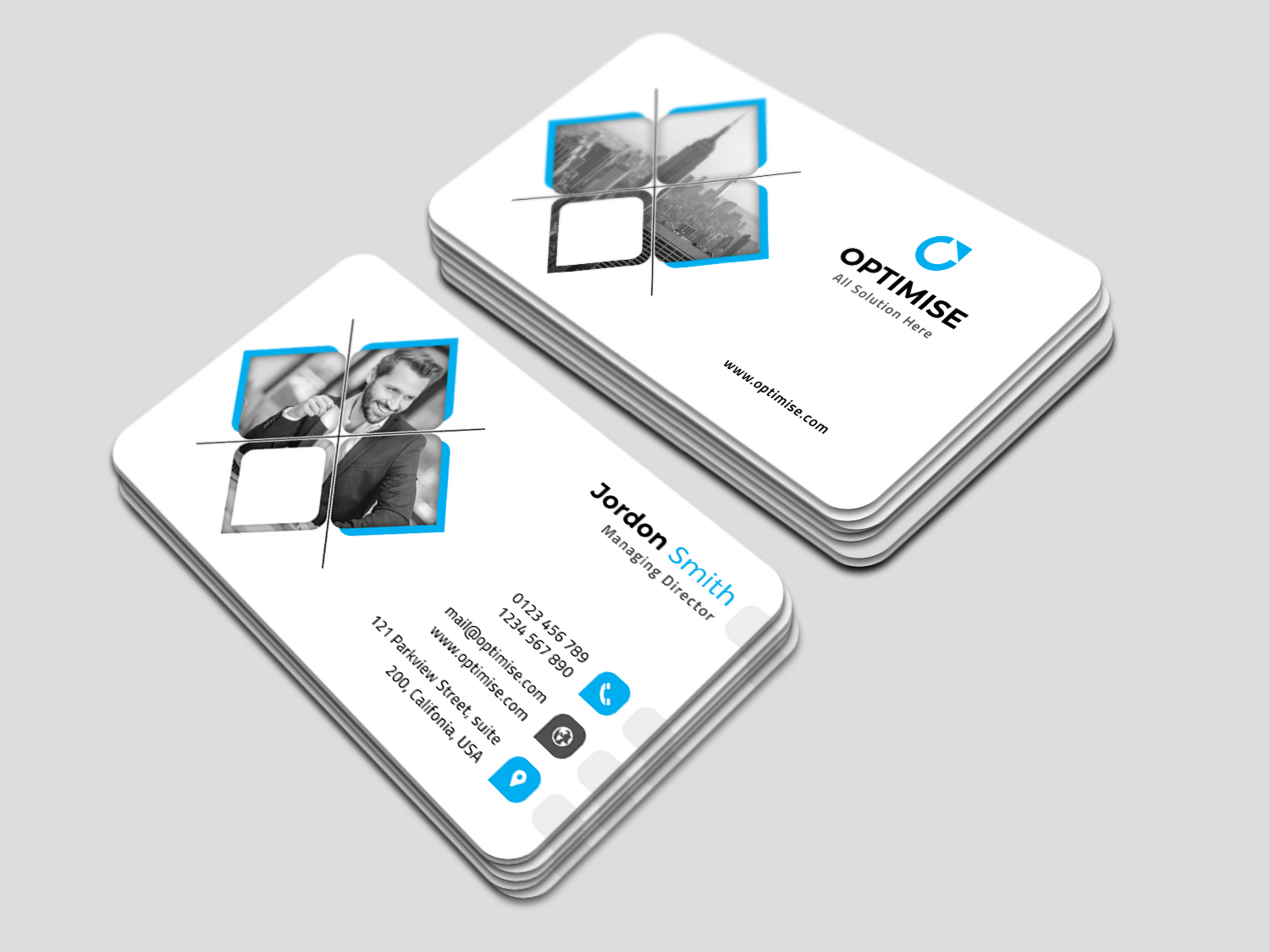 Download Фирменный стиль "Optimise Agency Business Card - Corporate Identity Template" / Optimise Agency Business Card - Corporate Identity Template - Фирменный стиль на тему графика company business portfolio branding creative modern clean minimal real estate 300 dpi flyer broucher studio agency personal contact information