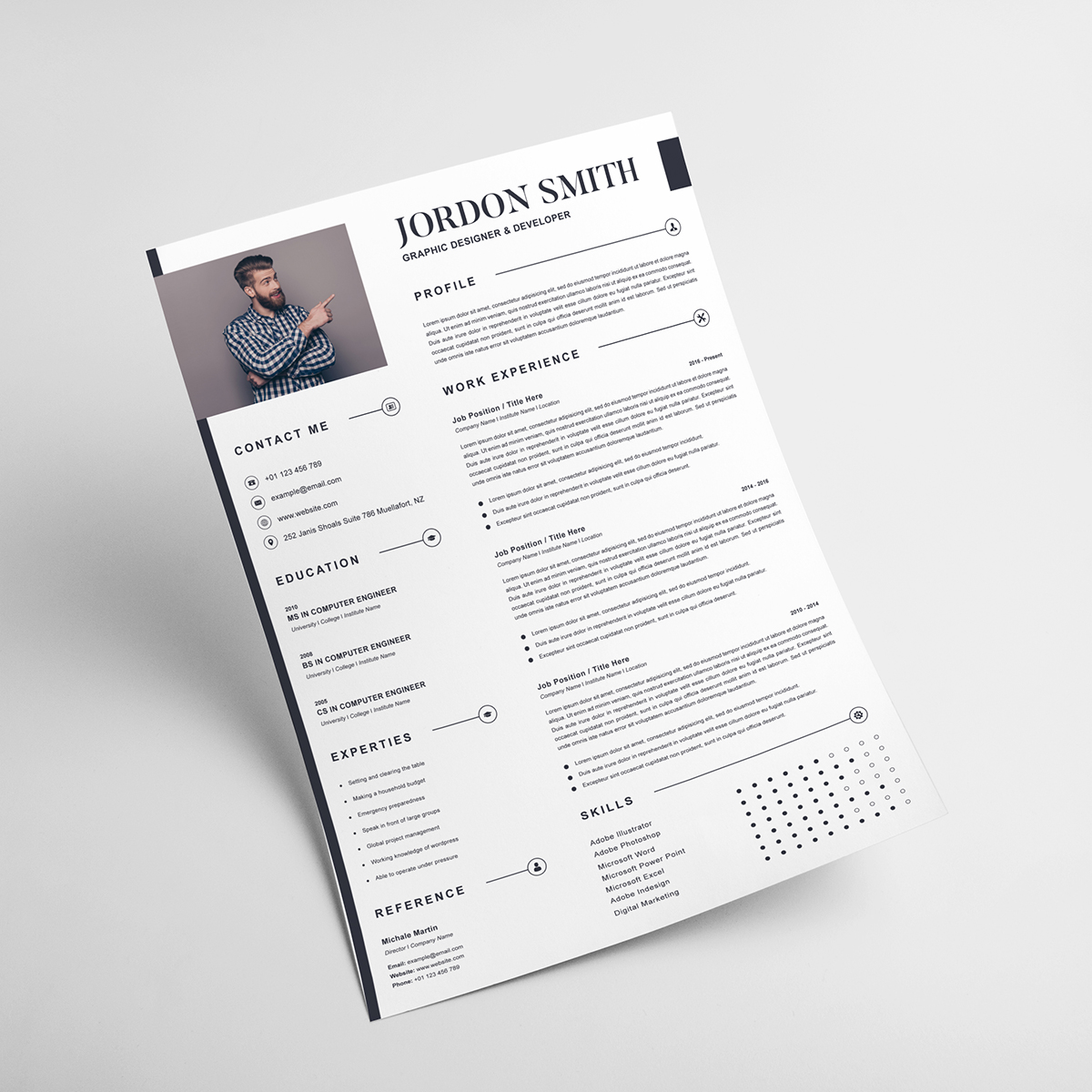 Download Резюме "Jordon Resume Template" / Jordon Resume Template - Резюме на тему графика resume portfolio cv interview call letter flyer work experience contact information modern biodata personal business company letterhead creative