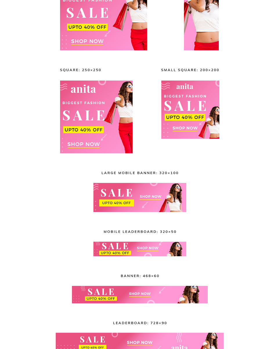 Download Шаблон для соцсетей "Fashion Sale Ad Banners Social Media Template" / Fashion Sale Ad Banners Social Media Template - Шаблон для соцсетей на тему графика fashion sale ad banner google web offer facebook instagram cloth ecommerce company business corporate agency studio friday black christmas newyear