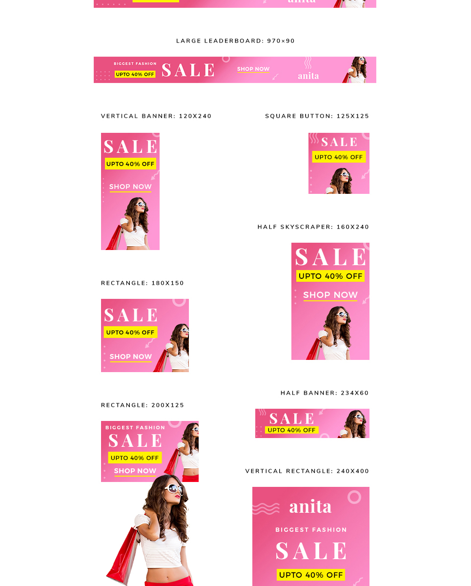 Download Шаблон для соцсетей "Fashion Sale Ad Banners Social Media Template" / Fashion Sale Ad Banners Social Media Template - Шаблон для соцсетей на тему графика fashion sale ad banner google web offer facebook instagram cloth ecommerce company business corporate agency studio friday black christmas newyear