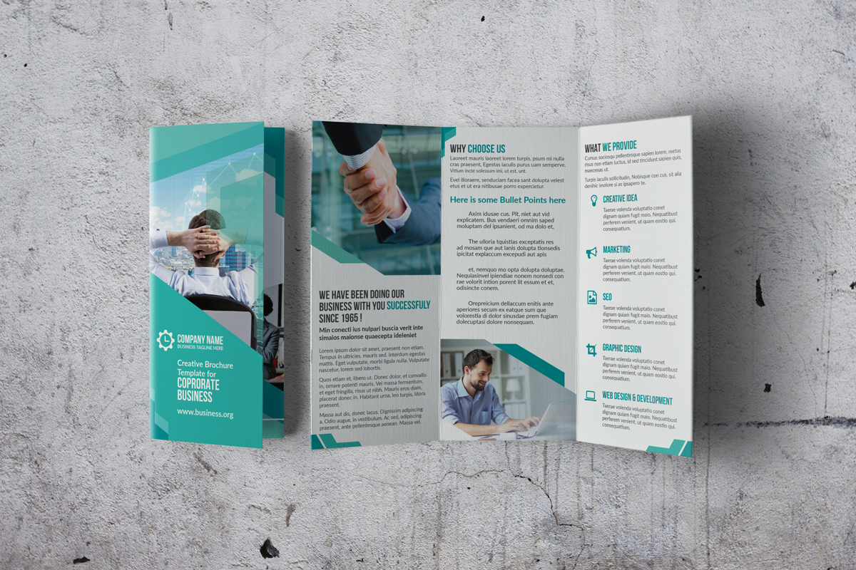 Download Фирменный стиль "Trifold Brochure - Corporate Identity Template" / Trifold Brochure - Corporate Identity Template - Фирменный стиль на тему графика brochure clean design fresh leaflet minimalist minimalistic modern portfolio professional simple studio tri fold tri-fold trifold unique blue corporate business