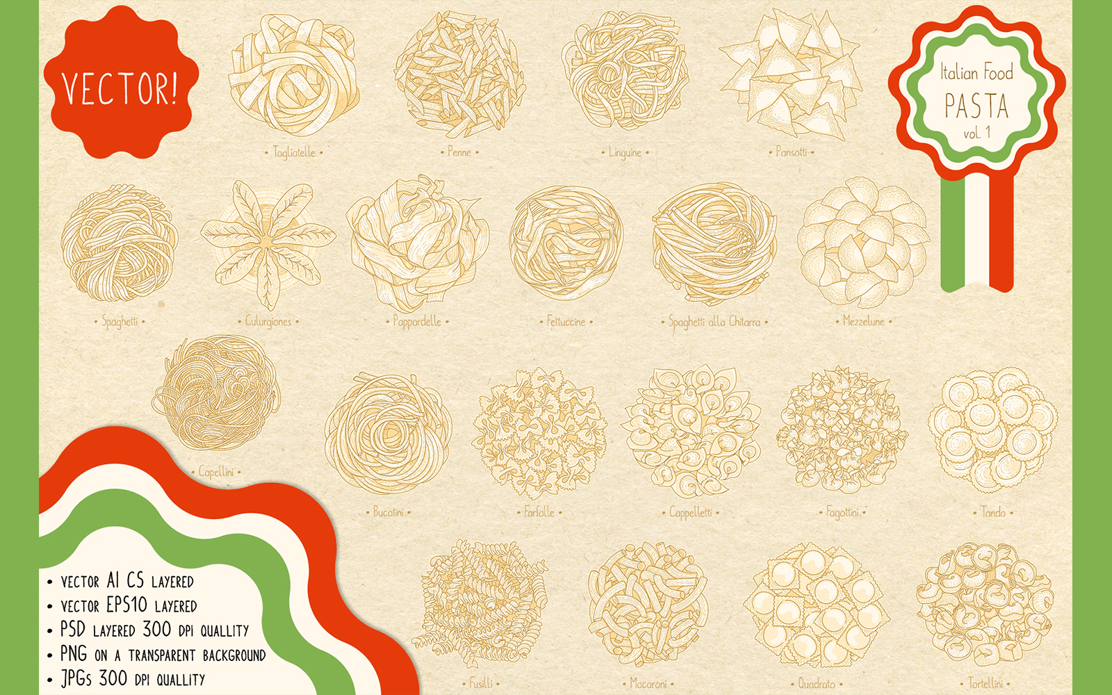 Download Иллюстрация "Italian Food. Pasta. - Illustration" / Italian Food. Pasta. - Illustration - Иллюстрация на тему графика pasta,ravioli,spaghetti,macaroni,home-made,maccheroni,recipe,ingredient,cooking,culinary,home-cooking,italian,family,semolina,stayhome,food,bakery,nest,sketch,meal