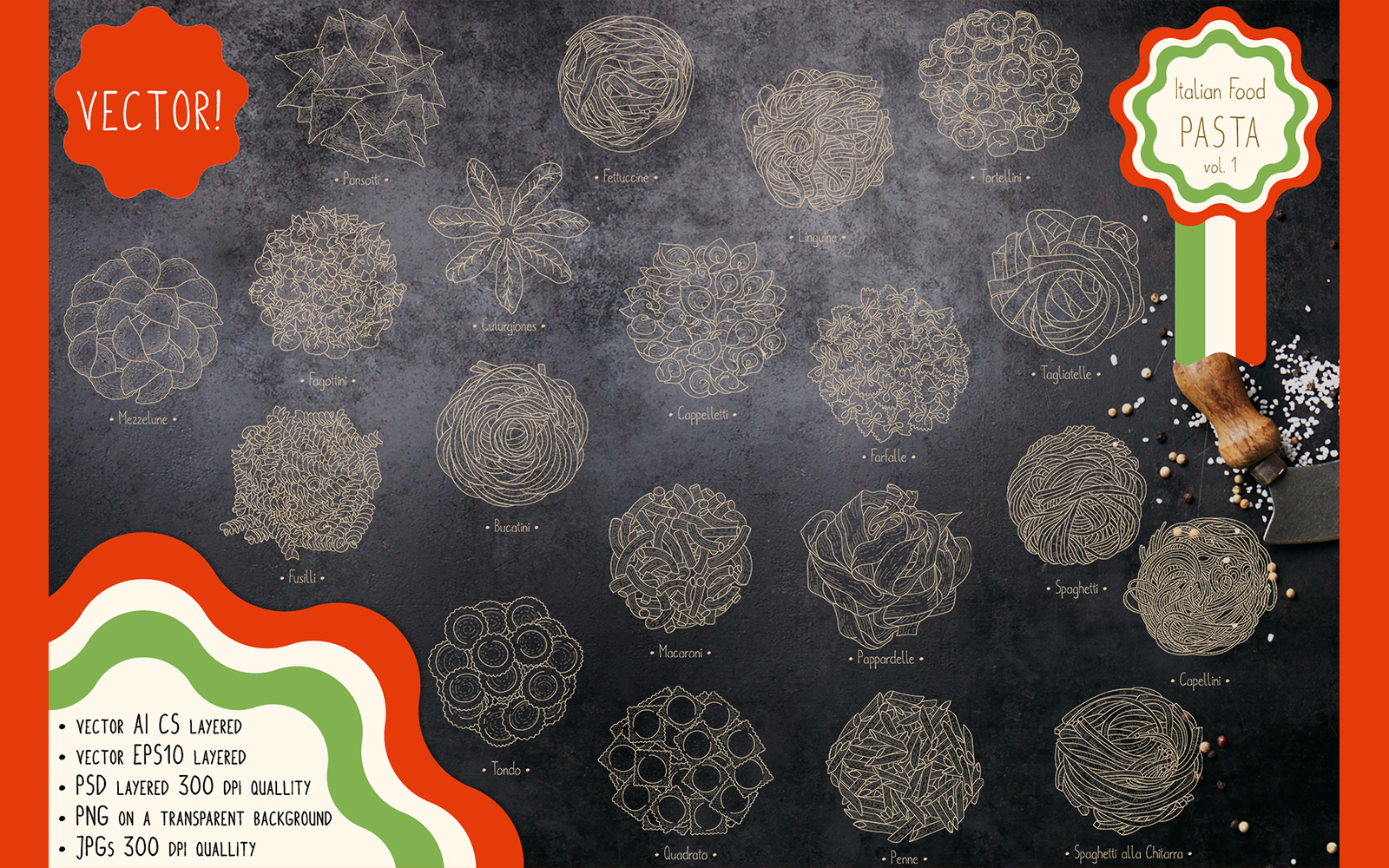 Download Иллюстрация "Italian Food. Pasta. - Illustration" / Italian Food. Pasta. - Illustration - Иллюстрация на тему графика pasta,ravioli,spaghetti,macaroni,home-made,maccheroni,recipe,ingredient,cooking,culinary,home-cooking,italian,family,semolina,stayhome,food,bakery,nest,sketch,meal