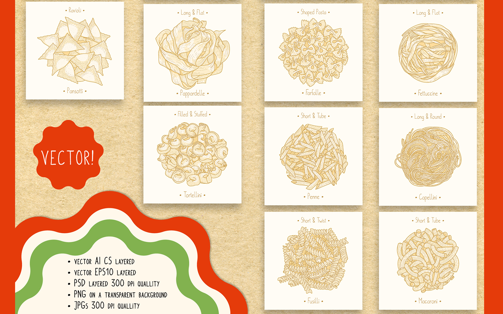 Download Иллюстрация "Italian Food. Pasta. - Illustration" / Italian Food. Pasta. - Illustration - Иллюстрация на тему графика pasta,ravioli,spaghetti,macaroni,home-made,maccheroni,recipe,ingredient,cooking,culinary,home-cooking,italian,family,semolina,stayhome,food,bakery,nest,sketch,meal