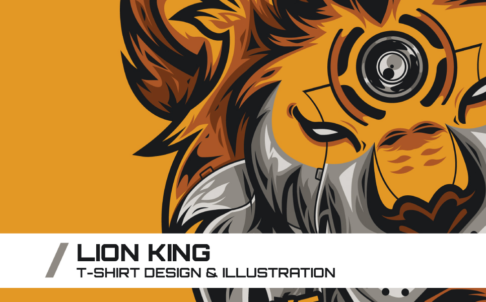 Download T-shirt Design "Liong King Illustration - T-shirt Design" / Liong King Illustration - T-shirt Design - T-shirt Design на тему графика lion king t-shirt illustration vector animal cloth print poster predator big cat custom unique character design