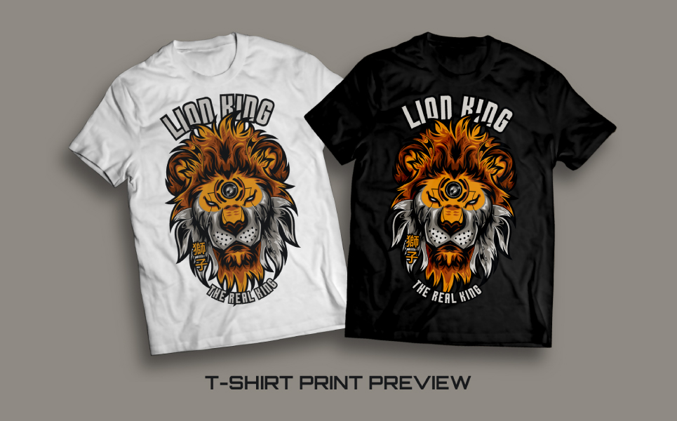 Download T-shirt Design "Liong King Illustration - T-shirt Design" / Liong King Illustration - T-shirt Design - T-shirt Design на тему графика lion king t-shirt illustration vector animal cloth print poster predator big cat custom unique character design