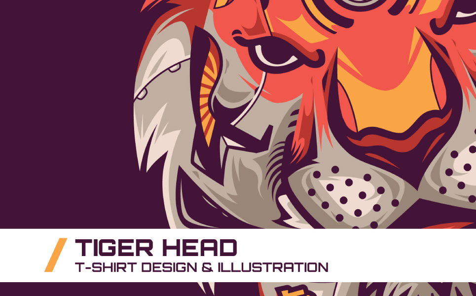 Download T-shirt Design "Tiger Head Illustration - T-shirt Design" / Tiger Head Illustration - T-shirt Design - T-shirt Design на тему графика animal tiger head predator big cat vector illustration print t-shirt e-sport sticker squad unique design style