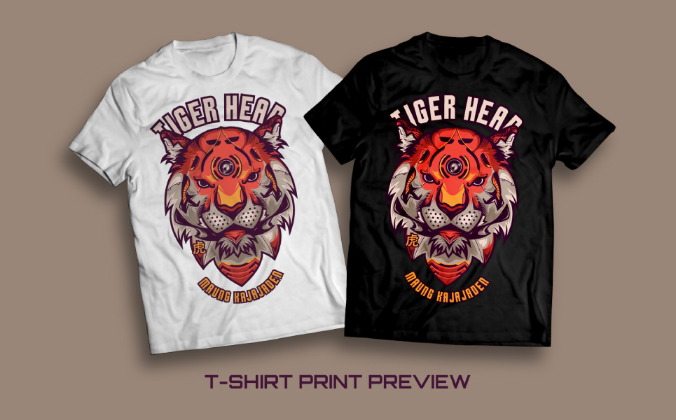 Download T-shirt Design "Tiger Head Illustration - T-shirt Design" / Tiger Head Illustration - T-shirt Design - T-shirt Design на тему графика animal tiger head predator big cat vector illustration print t-shirt e-sport sticker squad unique design style