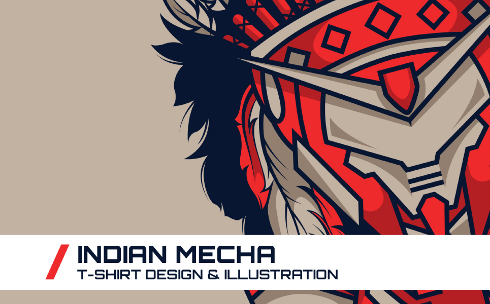Download T-shirt Design "Indian Mecha Design - T-shirt Design" / Indian Mecha Design - T-shirt Design - T-shirt Design на тему графика design t-shirt e-sport animal apparel unique vector illustration character print sticker style isolated merch product editable custom mecha machine robot