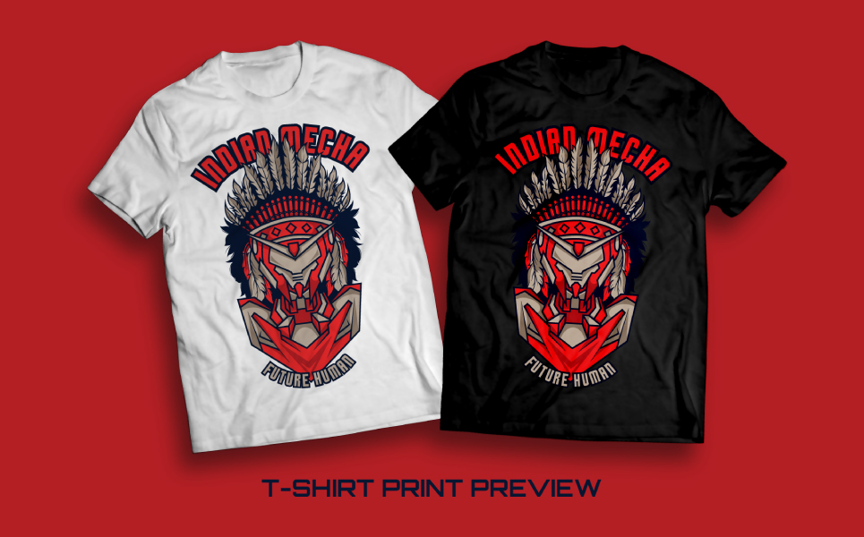 Download T-shirt Design "Indian Mecha Design - T-shirt Design" / Indian Mecha Design - T-shirt Design - T-shirt Design на тему графика design t-shirt e-sport animal apparel unique vector illustration character print sticker style isolated merch product editable custom mecha machine robot
