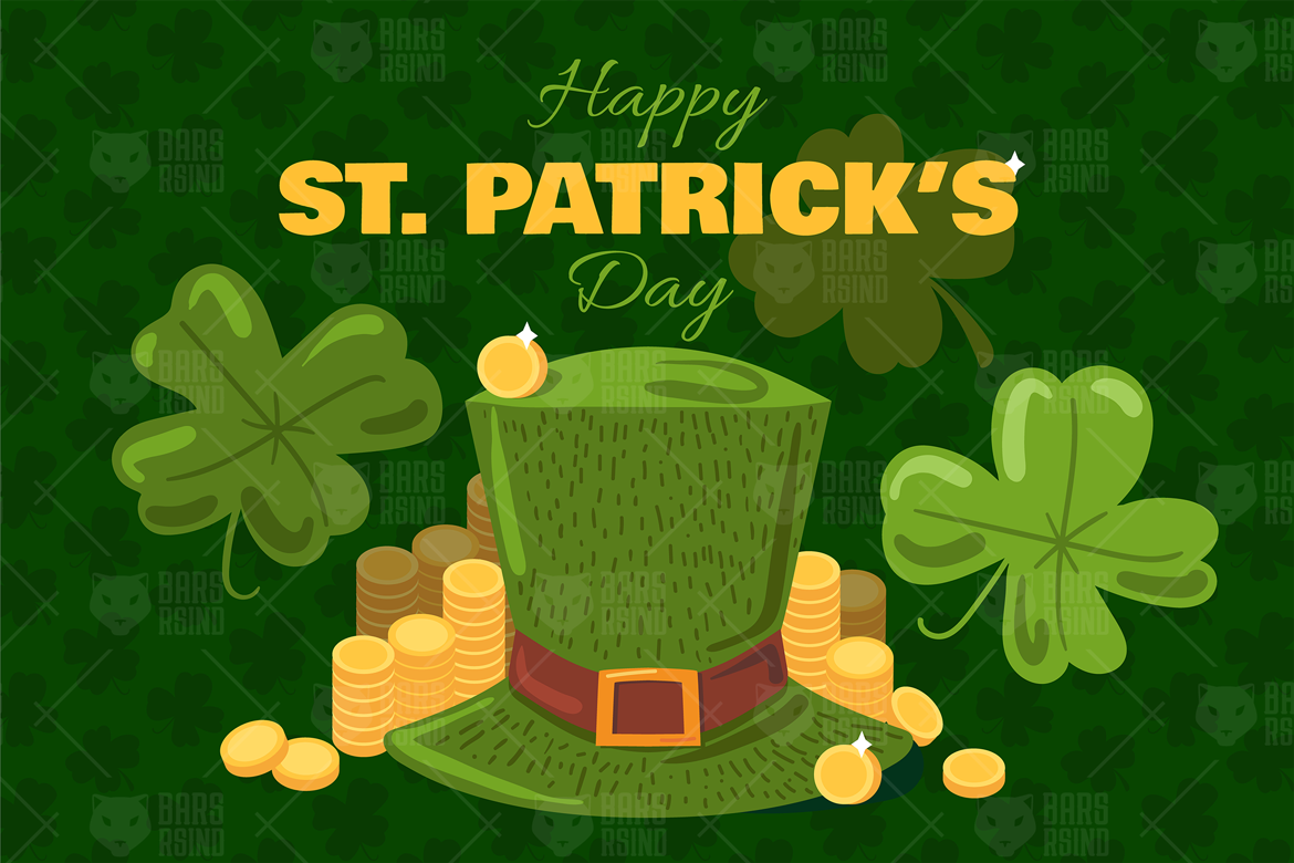 Download Иллюстрация "St. Patrick's Day Greeting Banner - Illustration" / St. Patrick's Day Greeting Banner - Illustration - Иллюстрация на тему графика clover ireland irish green lucky patrick national leaf greeting holiday spring luck hat gold coin event card happy day celebration