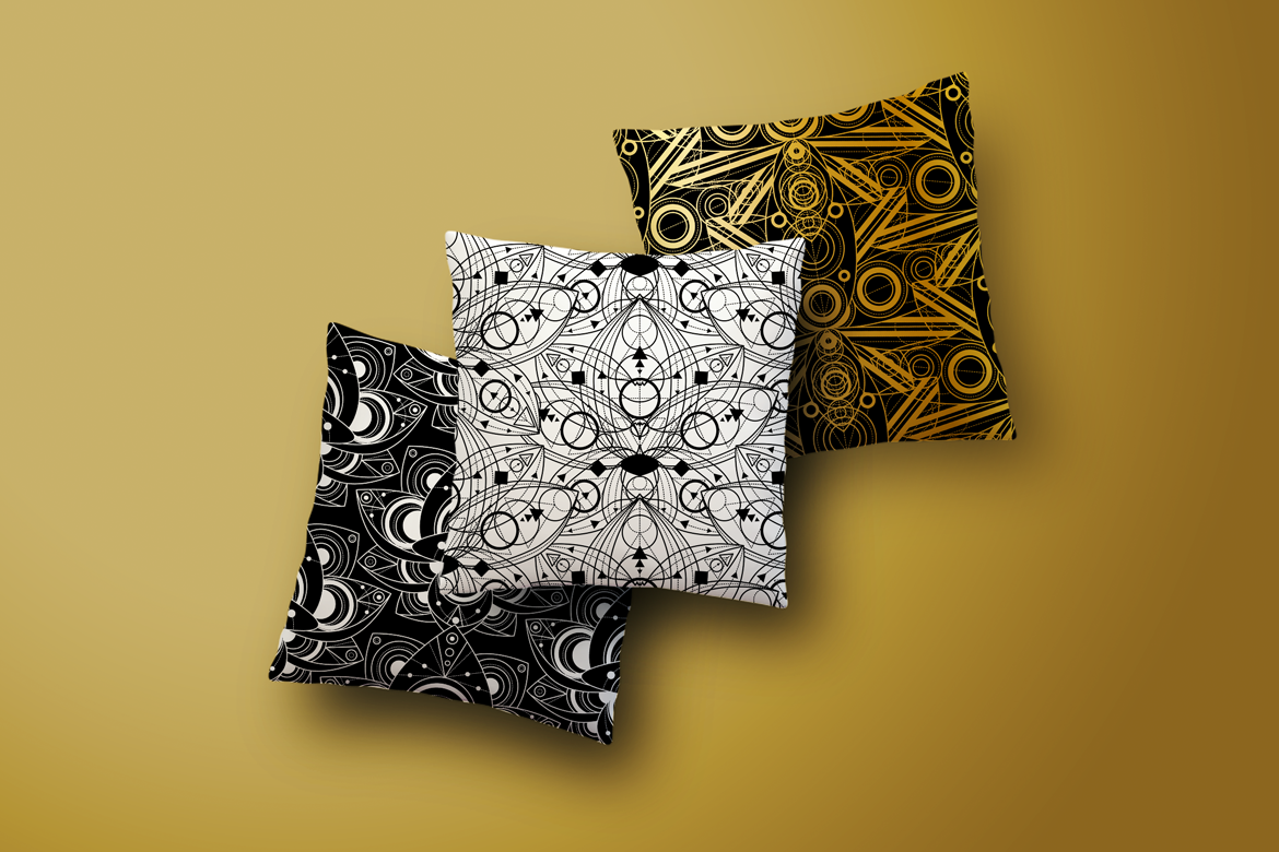 Download Иллюстрация "Mystical Lotuses Seamless Patterns Set - Illustration" / Mystical Lotuses Seamless Patterns Set - Illustration - Иллюстрация на тему графика lotus flower floral mandala yoga oriental tattoo indian art ethnic asian doodle boho coloring tibetan ornament seamless pattern harmonic geometry