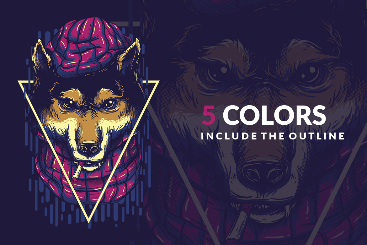 Download T-shirt Design "The Wolves - T-shirt Design" / The Wolves - T-shirt Design - T-shirt Design на тему графика illustration t-shirt design artwork apparel merch cartoon events fashion animal wolves beast grunge music mascot tour cover mafia cigarette