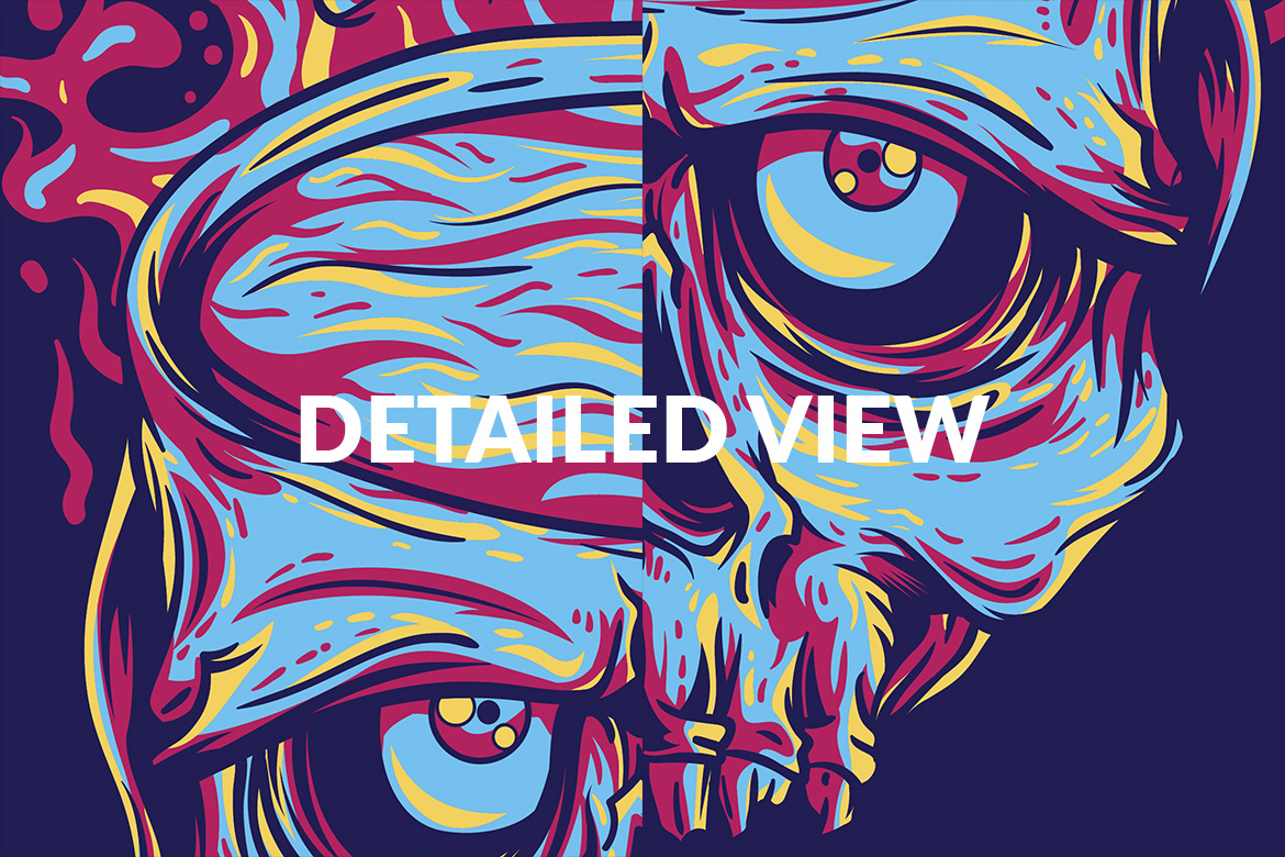 Download T-shirt Design "Skull Pool - T-shirt Design" / Skull Pool - T-shirt Design - T-shirt Design на тему графика illustration t-shirt design artwork apparel merch cartoon events fashion funny skull pool holiday blue comic music tour mascot