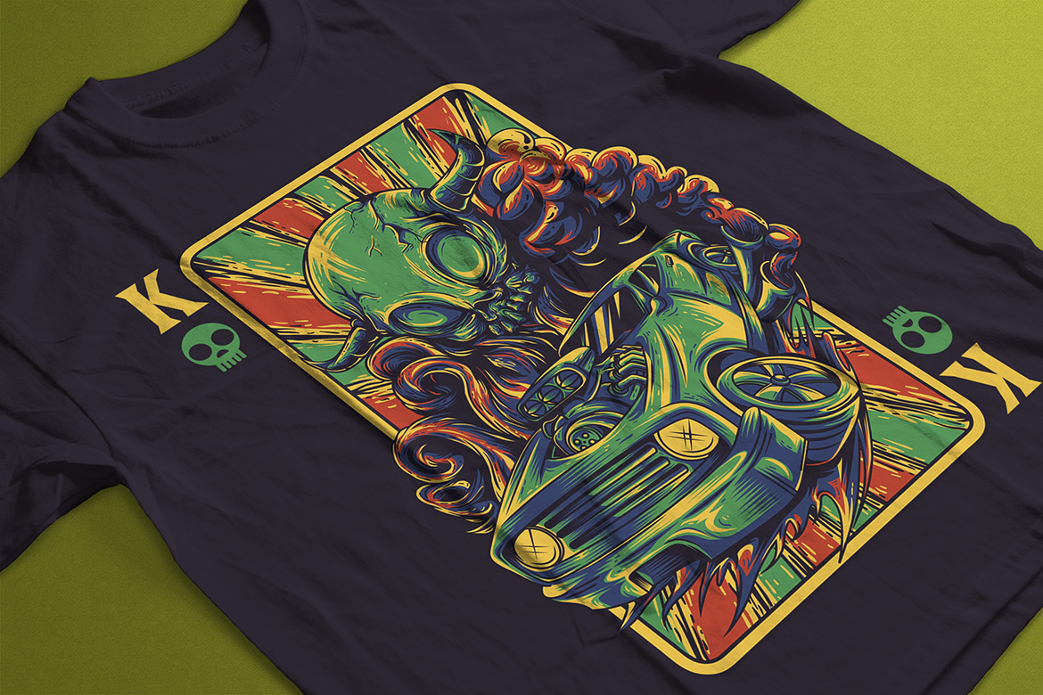 Download T-shirt Design "King of Kings - T-shirt Design" / King of Kings - T-shirt Design - T-shirt Design на тему графика illustration t-shirt design artwork apparel merch cartoon events fashion muscle car race skull cloud vehicle piston cards sport extreme