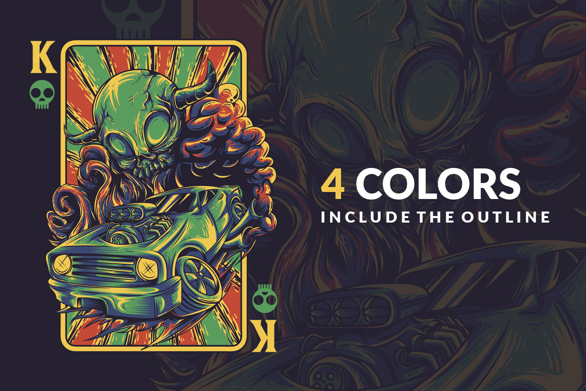 Download T-shirt Design "King of Kings - T-shirt Design" / King of Kings - T-shirt Design - T-shirt Design на тему графика illustration t-shirt design artwork apparel merch cartoon events fashion muscle car race skull cloud vehicle piston cards sport extreme