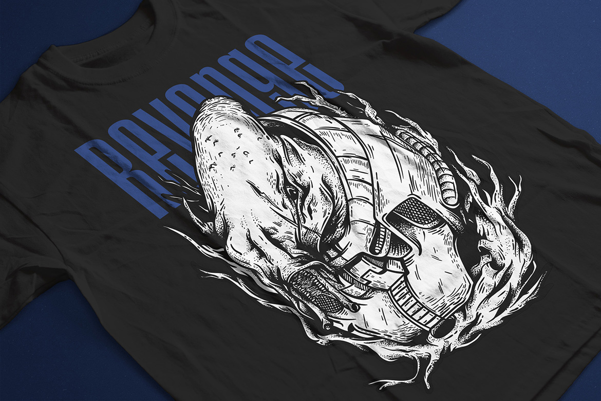 Download T-shirt Design "Revenge Alien - T-shirt Design" / Revenge Alien - T-shirt Design - T-shirt Design на тему графика illustration t-shirt design artwork apparel merch fashion style creative artistic custom dope streetwear alien grunge punk music tour metal dark