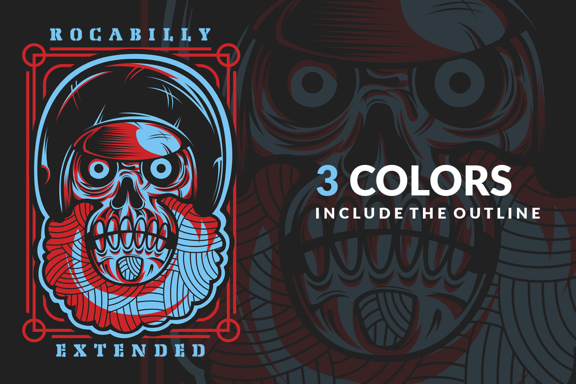 Download T-shirt Design "Rockabilly Extended - T-shirt Design" / Rockabilly Extended - T-shirt Design - T-shirt Design на тему графика illustration t-shirt design artwork apparel merch fashion style creative artistic custom dope streetwear motorhead club squad skull rockabilly vehicle street