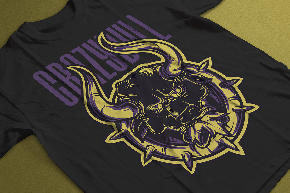 Download T-shirt Design "Crazy Bull - T-shirt Design" / Crazy Bull - T-shirt Design - T-shirt Design на тему графика illustration t-shirt design artwork apparel merch fashion style creative artistic custom dope streetwear bull energy dark squad team member