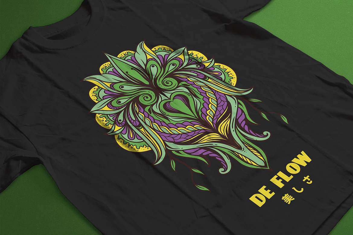 Download T-shirt Design "De Flow - T-shirt Design" / De Flow - T-shirt Design - T-shirt Design на тему графика illustration t-shirt design artwork apparel merch fashion style creative artistic custom dope streetwear flower floral nature summer holiday beach festival