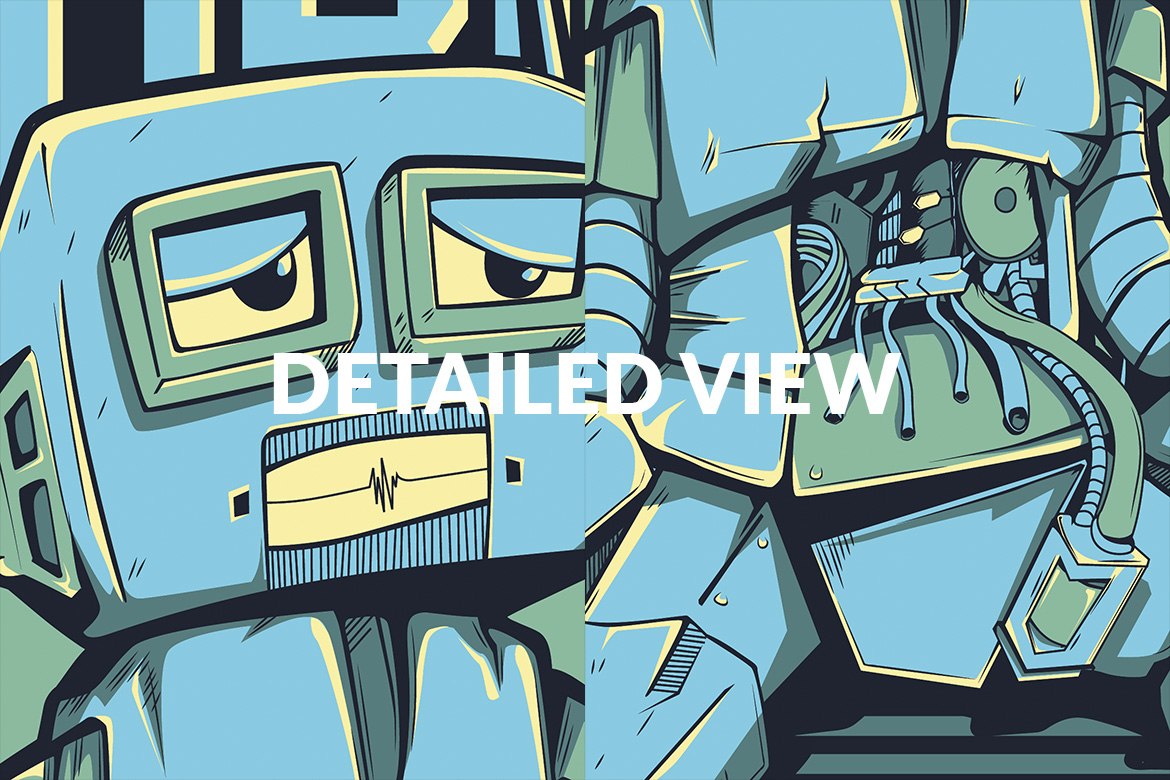 Download T-shirt Design "Damn! Robot - T-shirt Design" / Damn! Robot - T-shirt Design - T-shirt Design на тему графика illustration t-shirt design artwork apparel merch fashion style creative artistic custom dope streetwear cartoon character mascot techno robot junk blue