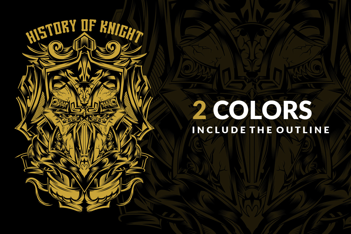Download T-shirt Design "History of Knight - T-shirt Design" / History of Knight - T-shirt Design - T-shirt Design на тему графика illustration t-shirt design artwork apparel merch fashion style creative artistic custom dope streetwear yellow medieval detailed vintage king knight majestic