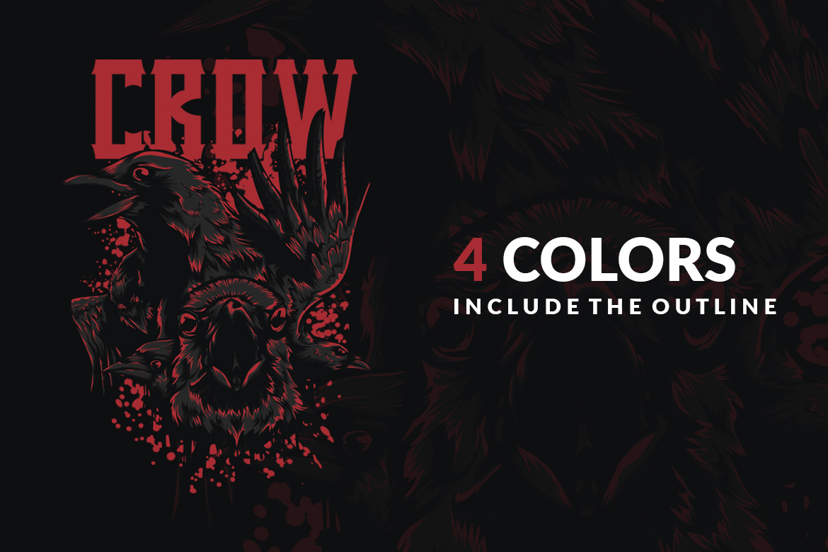 Download T-shirt Design "The Crow - T-shirt Design" / The Crow - T-shirt Design - T-shirt Design на тему графика illustration t-shirt design artwork apparel merch fashion style creative artistic custom dope streetwear crow bird animal dark red deadly grunge