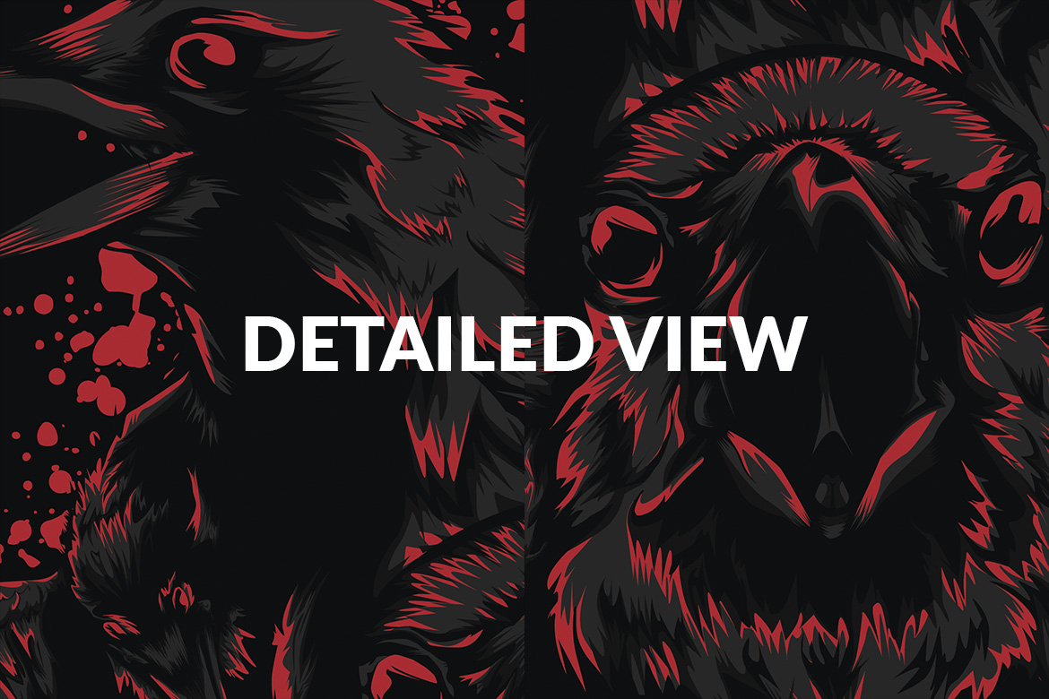 Download T-shirt Design "The Crow - T-shirt Design" / The Crow - T-shirt Design - T-shirt Design на тему графика illustration t-shirt design artwork apparel merch fashion style creative artistic custom dope streetwear crow bird animal dark red deadly grunge