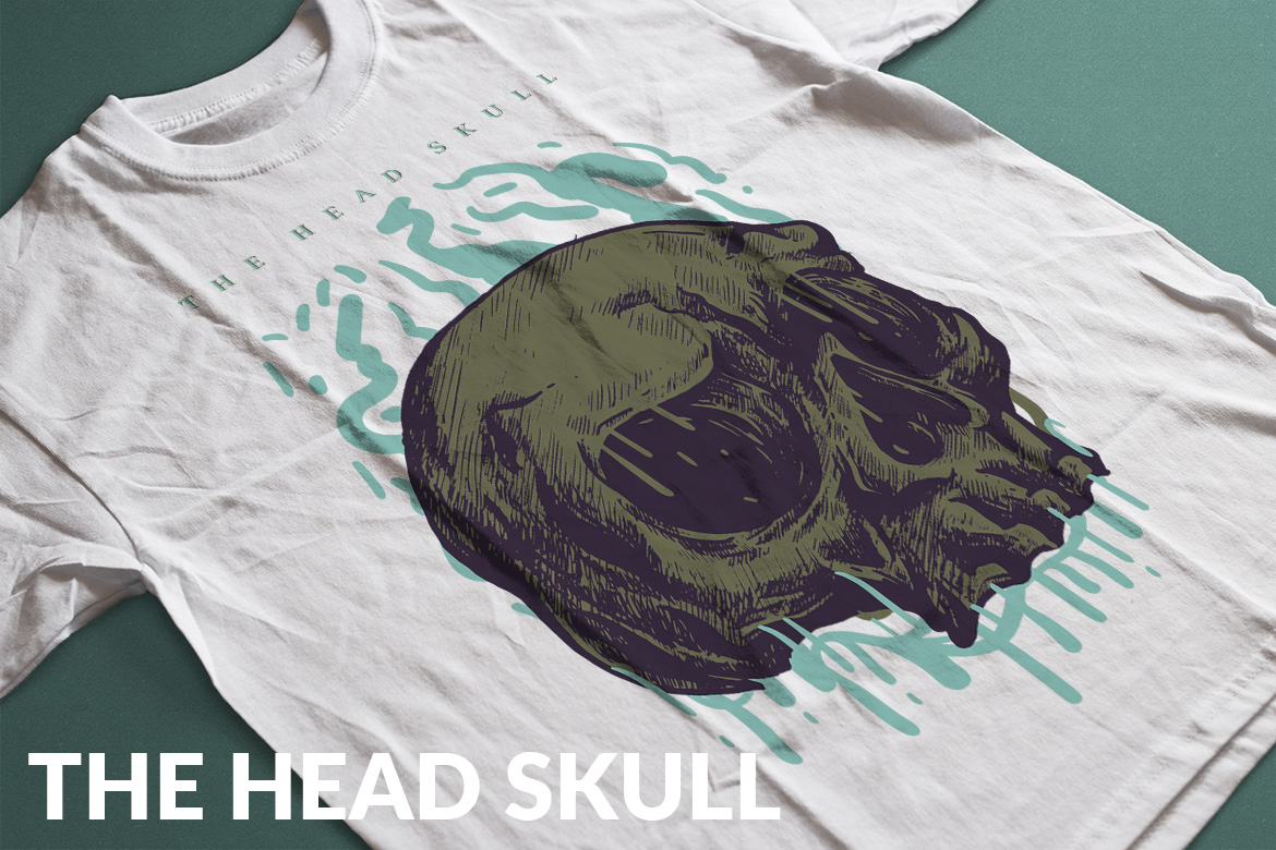 Download T-shirt Design "The Head Skull - T-shirt Design" / The Head Skull - T-shirt Design - T-shirt Design на тему графика illustration t-shirt design artwork apparel merch fashion style creative artistic custom dope streetwear grunge festival music metal dark skull head