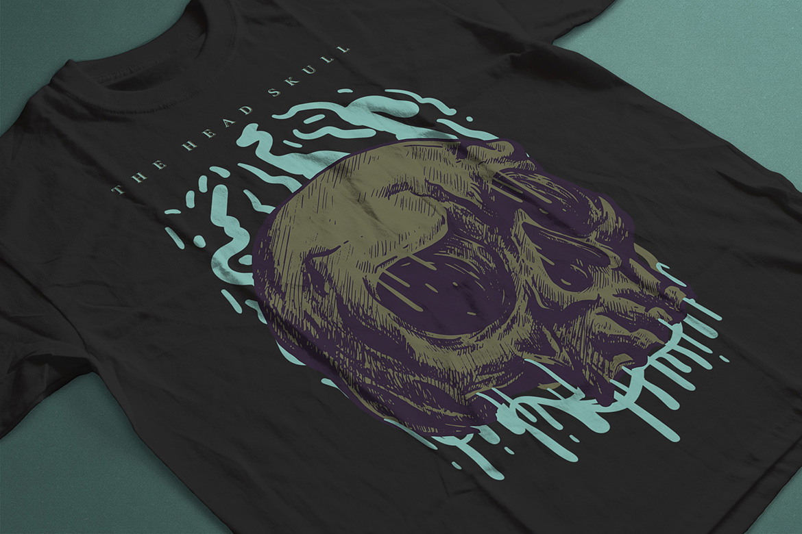 Download T-shirt Design "The Head Skull - T-shirt Design" / The Head Skull - T-shirt Design - T-shirt Design на тему графика illustration t-shirt design artwork apparel merch fashion style creative artistic custom dope streetwear grunge festival music metal dark skull head