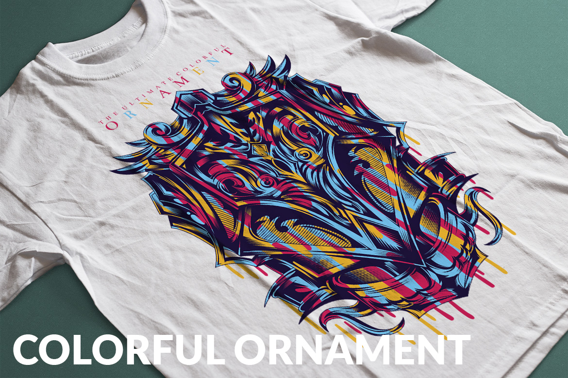 Download T-shirt Design "Colorful Ornament - T-shirt Design" / Colorful Ornament - T-shirt Design - T-shirt Design на тему графика illustration t-shirt design artwork apparel merch fashion style creative artistic custom dope streetwear colorful medieval artsy festival object ornament