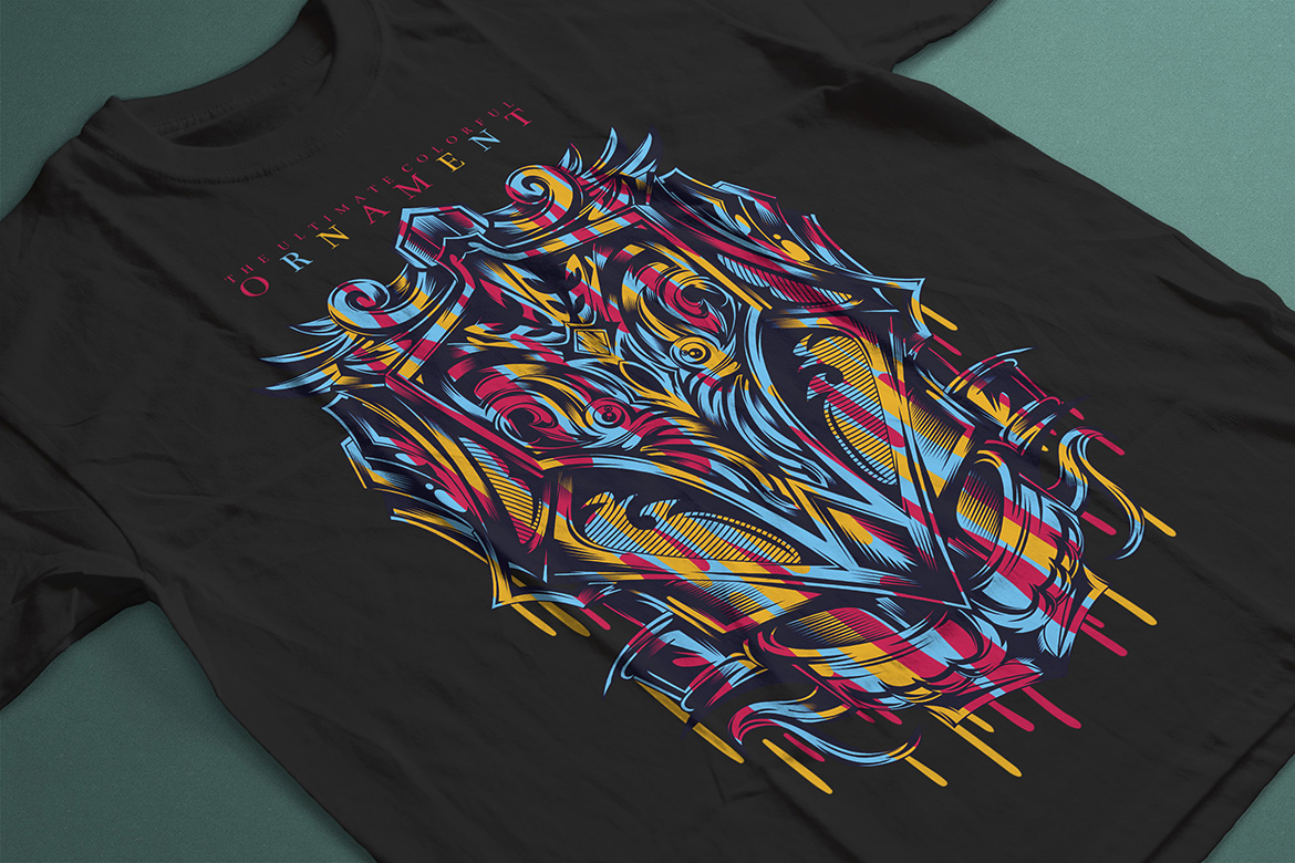 Download T-shirt Design "Colorful Ornament - T-shirt Design" / Colorful Ornament - T-shirt Design - T-shirt Design на тему графика illustration t-shirt design artwork apparel merch fashion style creative artistic custom dope streetwear colorful medieval artsy festival object ornament