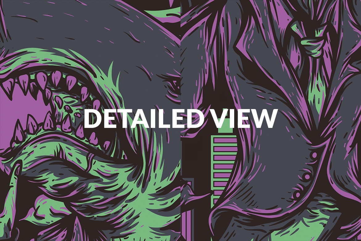 Download T-shirt Design "Shark City - T-shirt Design" / Shark City - T-shirt Design - T-shirt Design на тему графика illustration t-shirt design artwork apparel merch fashion style creative artistic custom dope streetwear shark attack city business cartoon comic mascot