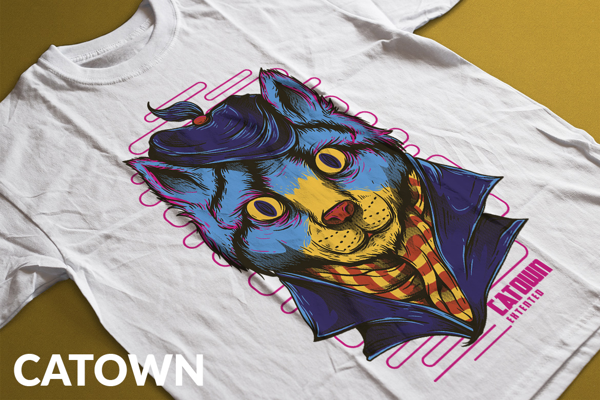 Download T-shirt Design "Catown - T-shirt Design" / Catown - T-shirt Design - T-shirt Design на тему графика illustration t-shirt design artwork apparel merch cartoon events fashion graphics poster mascot festival cat animal cute detail clean retro comic