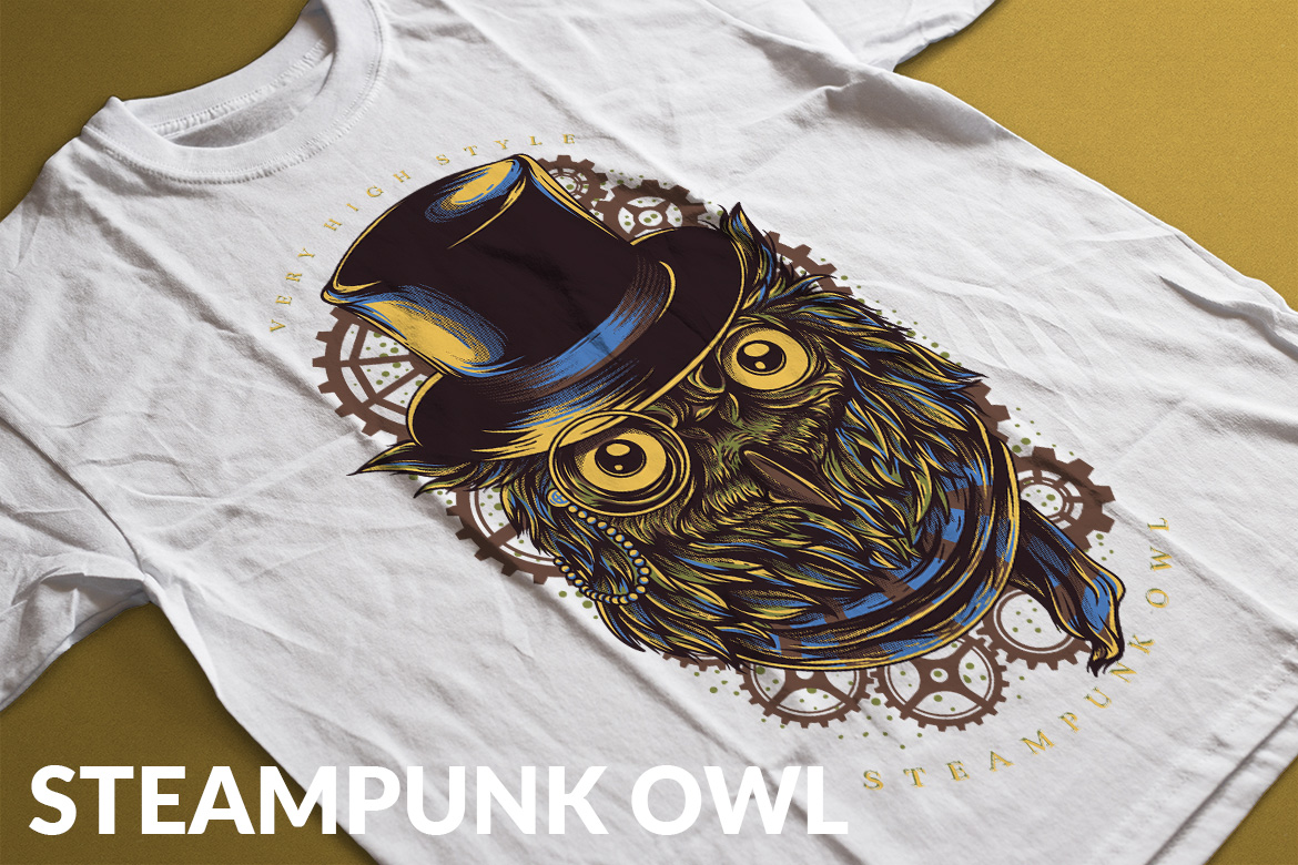 Steampunk Owl - T-shirt Design