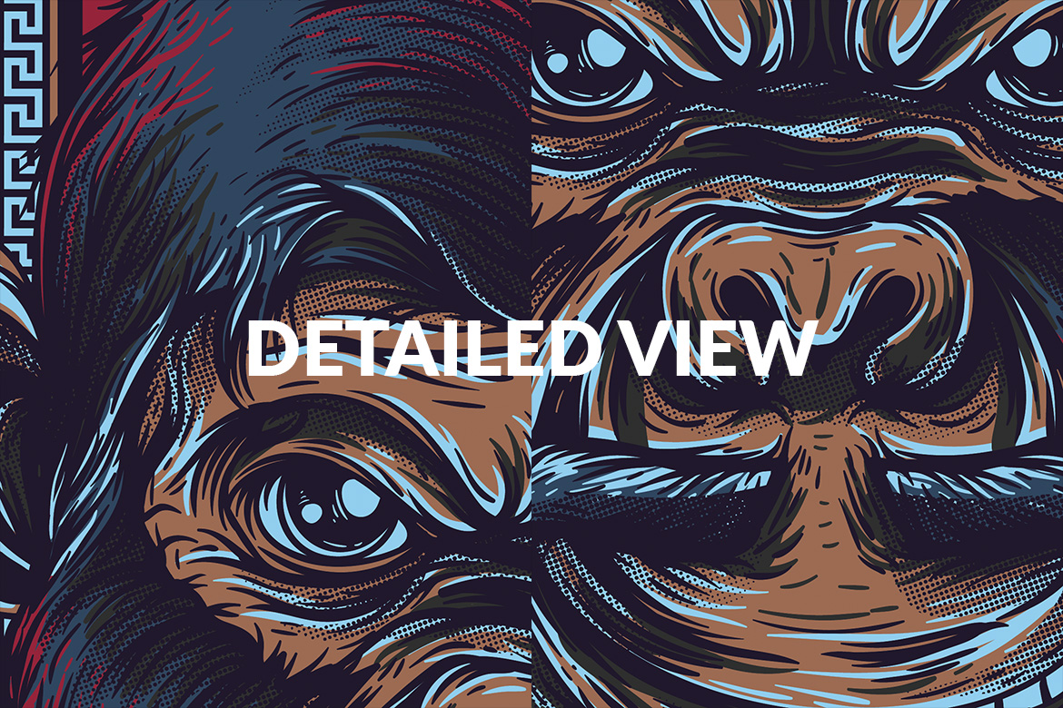 Download T-shirt Design "Royal Monkey - T-shirt Design" / Royal Monkey - T-shirt Design - T-shirt Design на тему графика illustration t-shirt design artwork apparel merch cartoon events fashion graphics poster mascot festival monkey majestic chinese oriental unique traditional neon