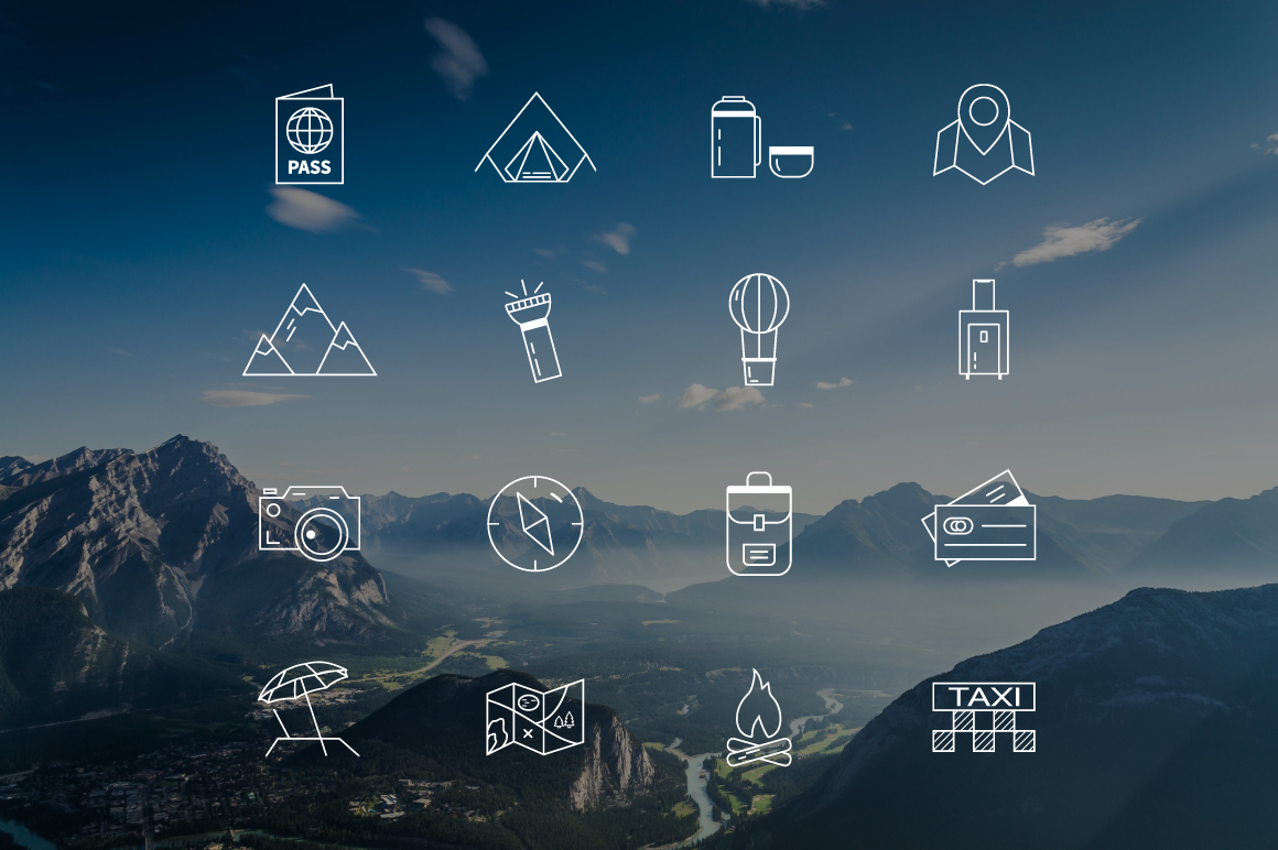 Travel Camping Bundle Icon Set