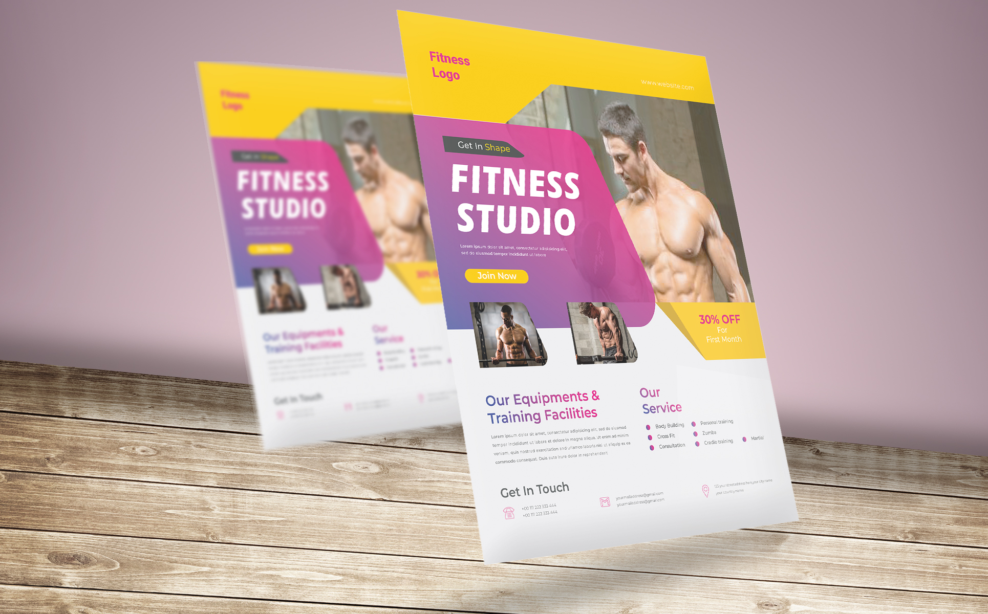 Download Фирменный стиль "Fitness Flyer - Corporate Identity Template" / Fitness Flyer - Corporate Identity Template - Фирменный стиль на тему графика flyer,creative,coroorate,company,template,pages,business,education,fitness,gym,report,medical,hospital,party,dance,concept,body,shape,profile,book,late