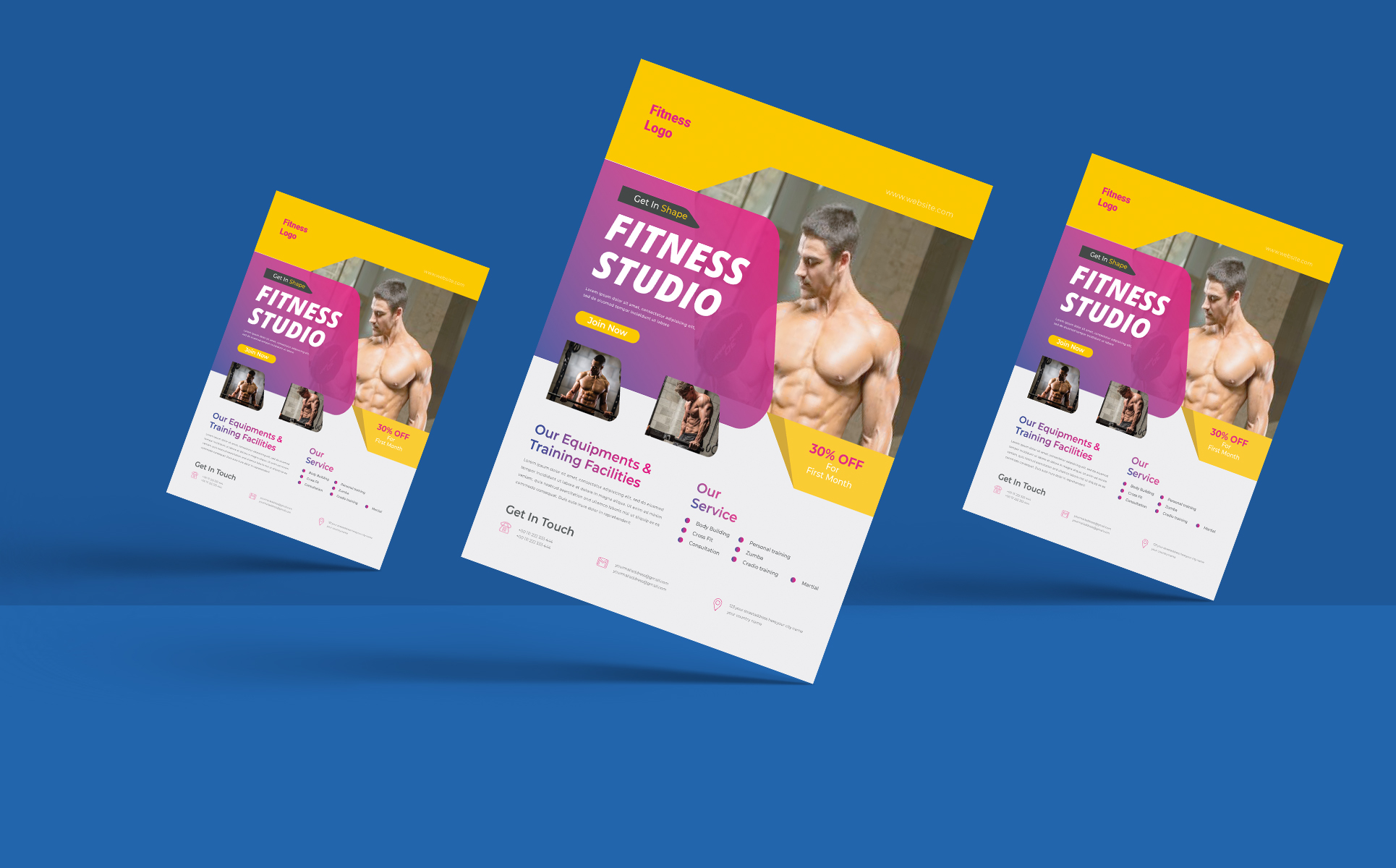 Download Фирменный стиль "Fitness Flyer - Corporate Identity Template" / Fitness Flyer - Corporate Identity Template - Фирменный стиль на тему графика flyer,creative,coroorate,company,template,pages,business,education,fitness,gym,report,medical,hospital,party,dance,concept,body,shape,profile,book,late