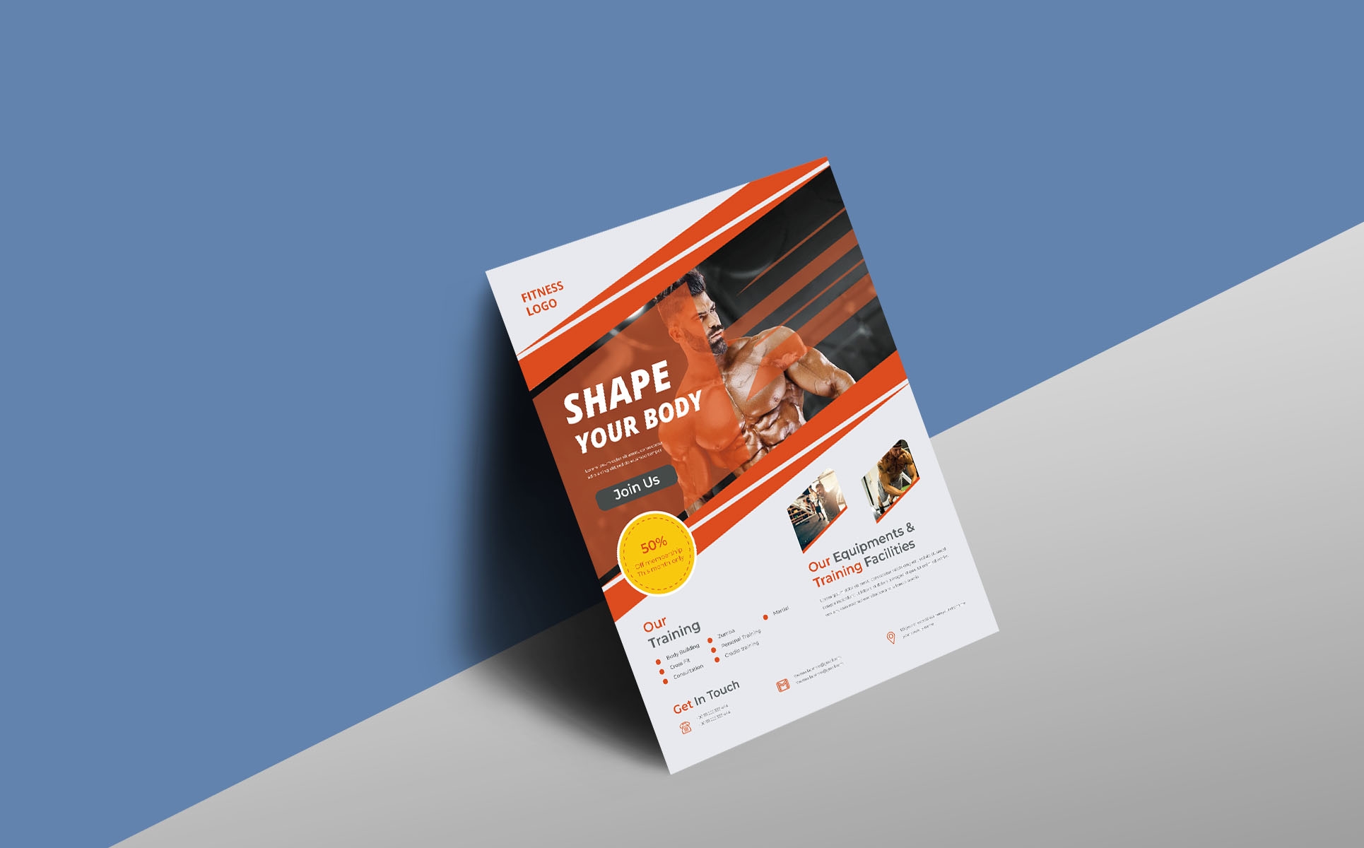 Download Фирменный стиль "Fitness Flyer - Corporate Identity Template" / Fitness Flyer - Corporate Identity Template - Фирменный стиль на тему графика flyer,fitness,corporate,creative,business,education,card,concept,gym,body,shape,skill,party,template,design,university,idea,convert,food,sale