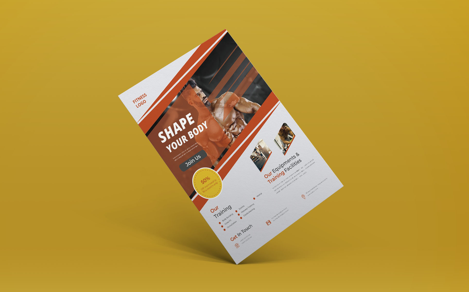 Download Фирменный стиль "Fitness Flyer - Corporate Identity Template" / Fitness Flyer - Corporate Identity Template - Фирменный стиль на тему графика flyer,fitness,corporate,creative,business,education,card,concept,gym,body,shape,skill,party,template,design,university,idea,convert,food,sale