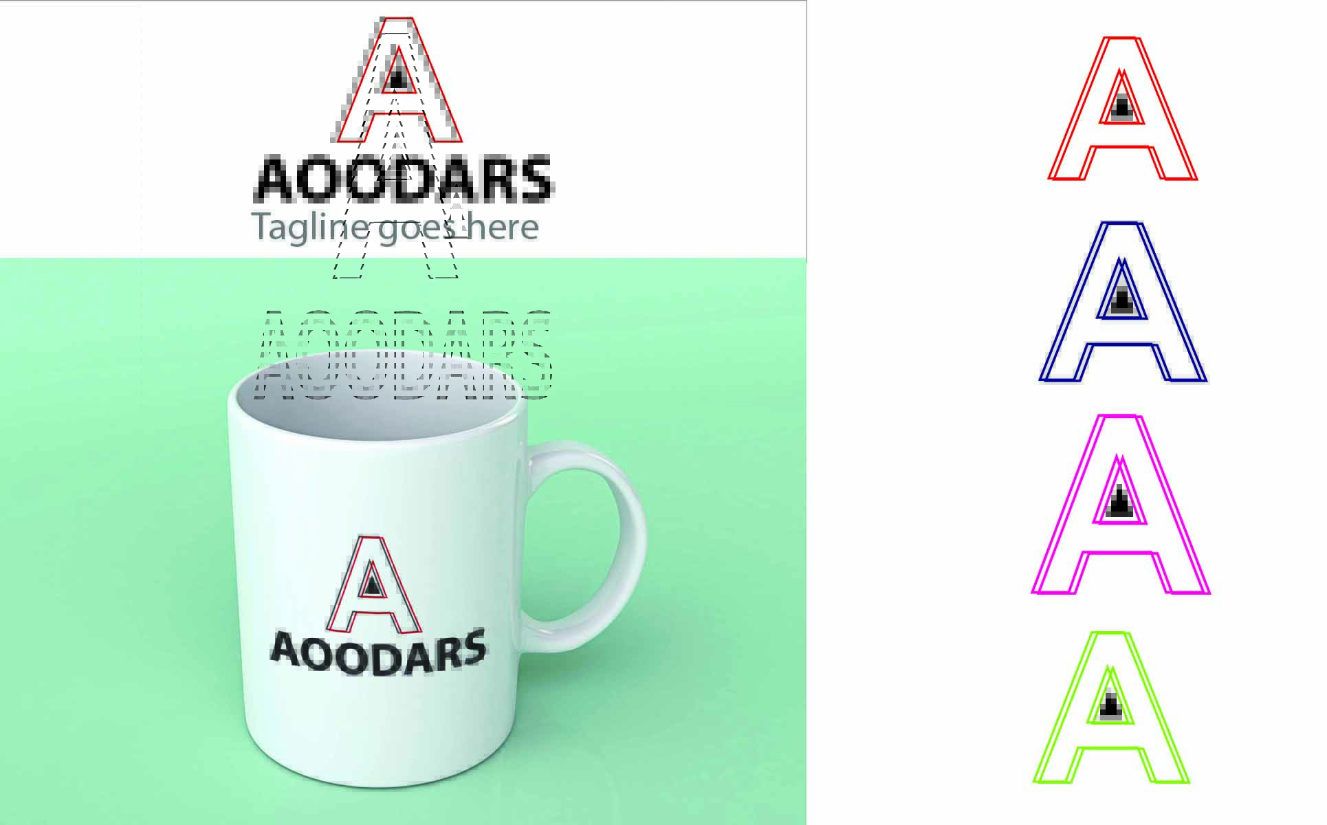 Download Шаблон логотипа "Aoodars Logo Template" / Aoodars Logo Template - Шаблон логотипа на тему графика a logo 3d appearance branding clean client depth design dimensional display effects floor graphic great icon mockup office photo-realistic presentation