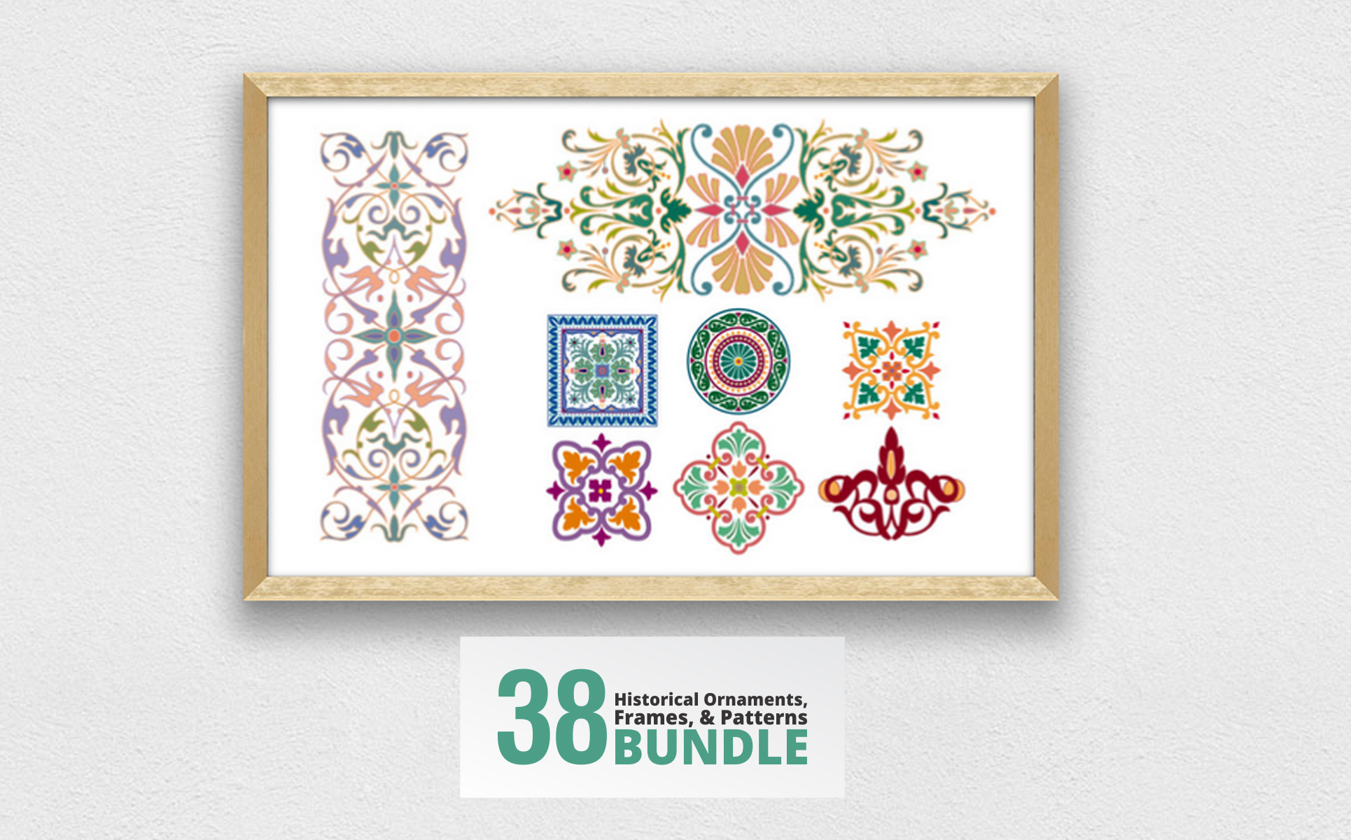 Download Иллюстрация "38 Ornaments, Frames, Patterns Bundle - Illustration" / 38 Ornaments, Frames, Patterns Bundle - Illustration - Иллюстрация на тему графика 