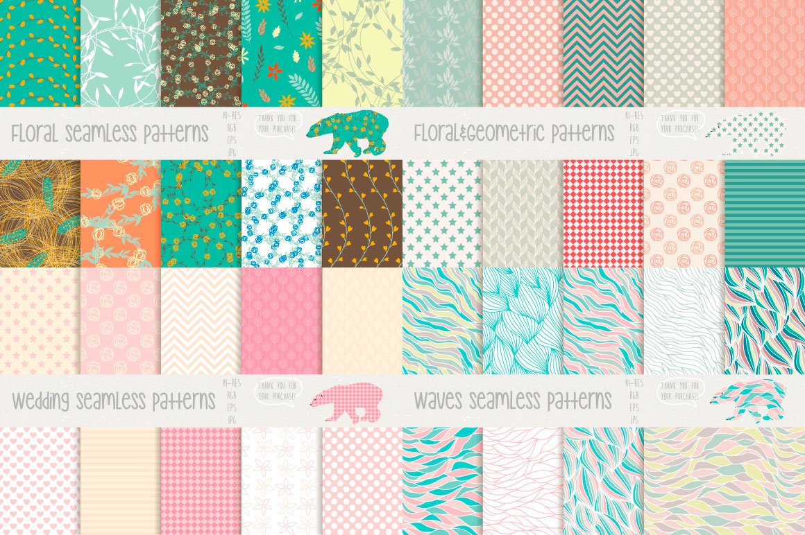 Download Pattern "Megapack Pattern" / Megapack Pattern - Pattern на тему графика texture textures background wallpaper fabric wrapping paper pattern seamless flower floral florals wedding leaf leaves logo logos invitation card rsvp