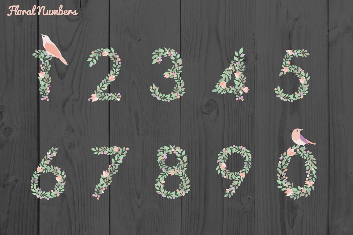 Download Иллюстрация "Floral Alphabet and Elements - Illustration" / Floral Alphabet and Elements - Illustration - Иллюстрация на тему графика alphabet numbers letter elements floral florals flower flowers botanical bird shape texture background wallpaper fabric wrapping paper pattern seamless flower