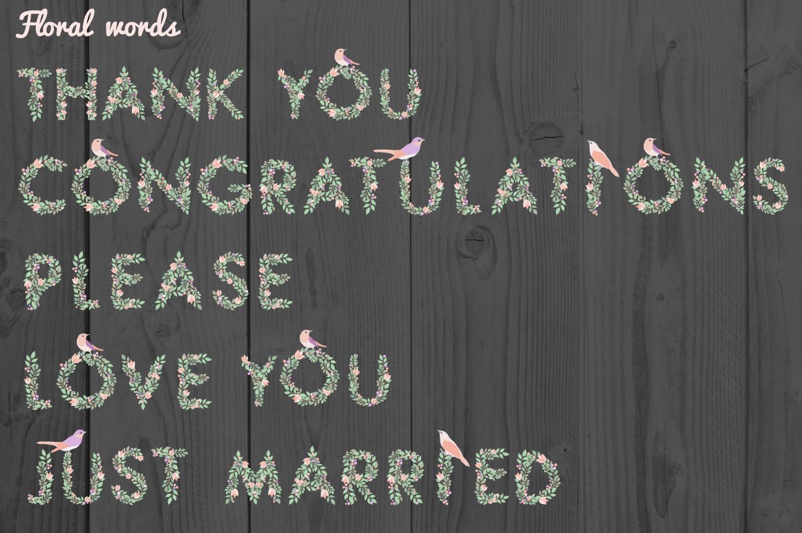 Download Иллюстрация "Floral Alphabet and Elements - Illustration" / Floral Alphabet and Elements - Illustration - Иллюстрация на тему графика alphabet numbers letter elements floral florals flower flowers botanical bird shape texture background wallpaper fabric wrapping paper pattern seamless flower